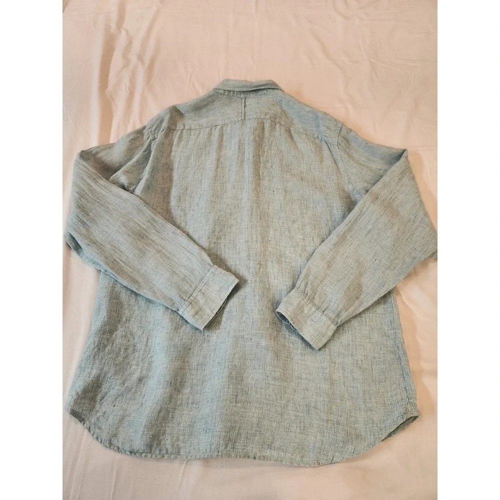 Banana Republic Light Blue 100% Linen‎ Shirt Mens XL  Long Sleeve Button Down